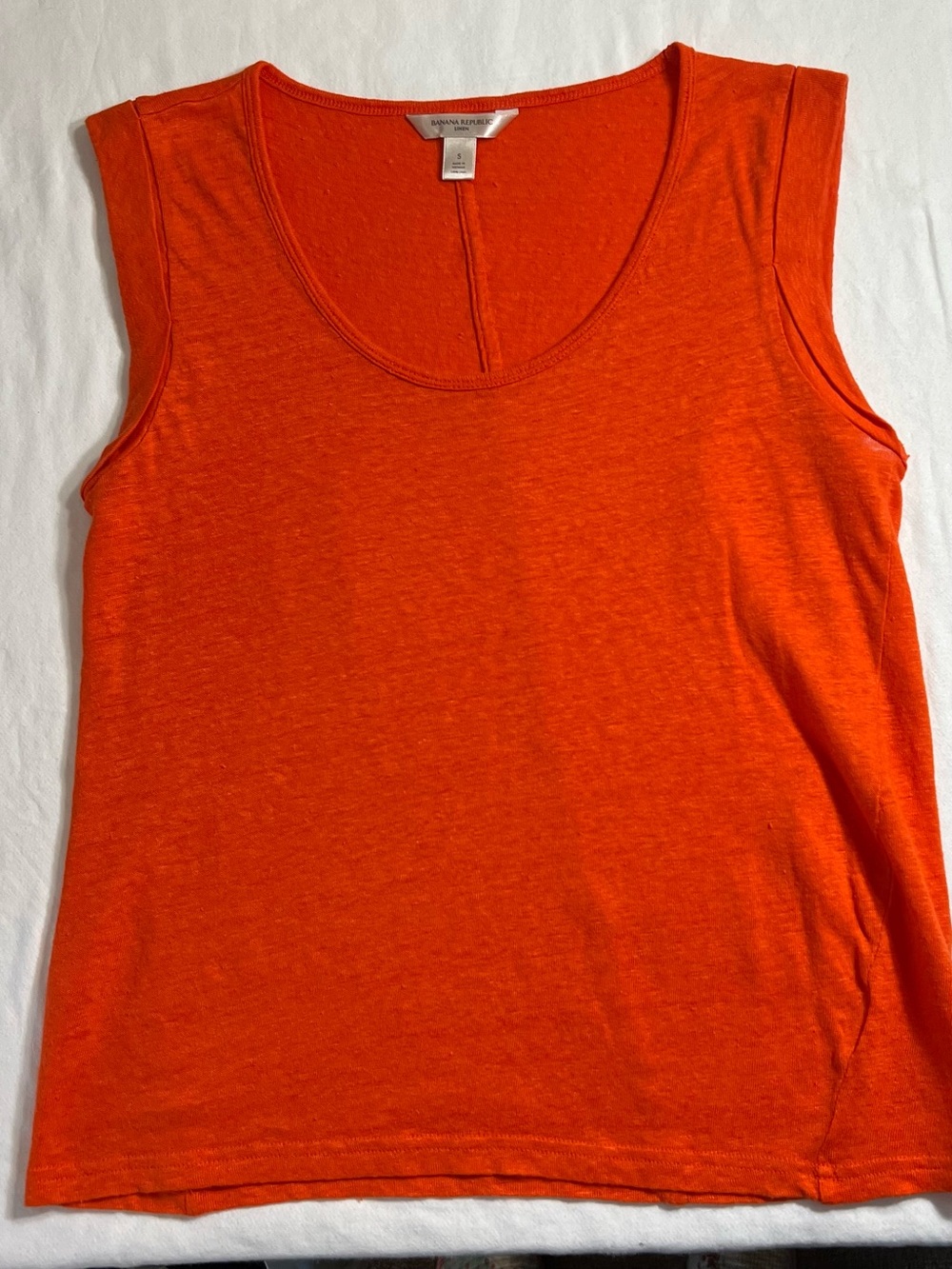 NWOT 100% Linen Orange Roll Cuff Tank Sz S